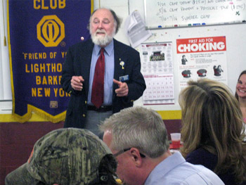 Wilson Lions Club President Steve Smith updates the Barker Lions