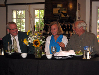 Lion Kent Wakefield, Guest Sue Capell and Lion Chris Czelusta share a laugh.