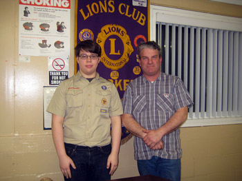 Scout leader Taylon Sherman and Barker Lions President Carl Stoloski.