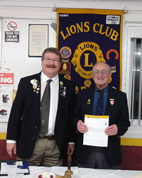 Roger Harrison receiving his 55 year pin